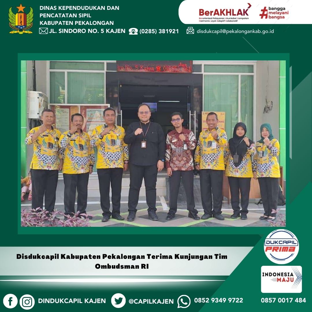 Disdukcapil Kabupaten Pekalongan Terima Kunjungan Tim Ombudsman RI